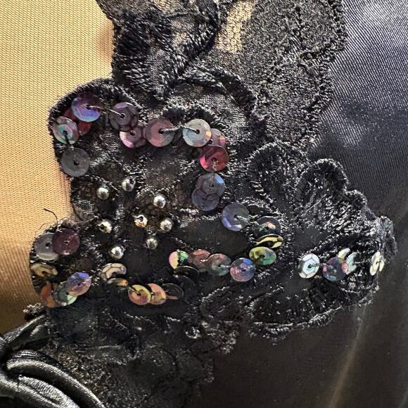 Vintage Intimate Attitudes Beaded Satin Lace Sleep Shirt 1X - Picture 7 of 13